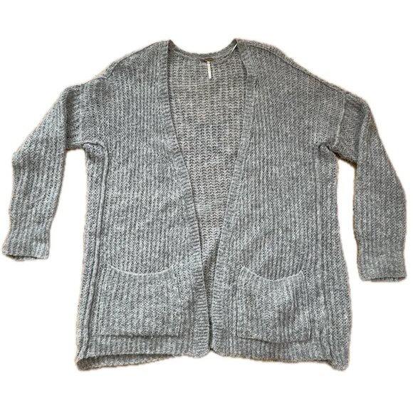Free People Alpaca Blend Cardigan Medium Open Front Waterfall Soft Minimalist - Picture 1 of 9